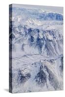 Aerial view of snow covered mountain range, Alaska, USA-Keren Su-Stretched Canvas