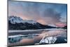 Aerial view of snowcapped mountains and frozen Lake Silvaplana at sunrise-Roberto Moiola-Mounted Photographic Print