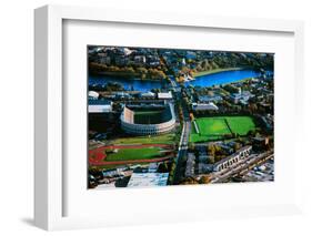 Aerial View of Soldiers Field, home of Harvard Crimson, Harvard, Cambridge, Boston, MA-null-Framed Photographic Print