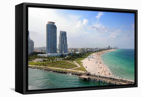 Aerial View of South Miami Beach-Gino Santa Maria-Framed Stretched Canvas