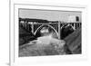 Aerial View of Spokane Falls and Monroe St Bridge - Spokane, WA-Lantern Press-Framed Art Print