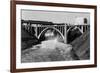 Aerial View of Spokane Falls and Monroe St Bridge - Spokane, WA-Lantern Press-Framed Art Print