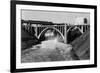 Aerial View of Spokane Falls and Monroe St Bridge - Spokane, WA-Lantern Press-Framed Art Print