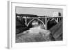 Aerial View of Spokane Falls and Monroe St Bridge - Spokane, WA-Lantern Press-Framed Art Print