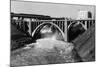 Aerial View of Spokane Falls and Monroe St Bridge - Spokane, WA-Lantern Press-Mounted Art Print