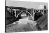 Aerial View of Spokane Falls and Monroe St Bridge - Spokane, WA-Lantern Press-Stretched Canvas