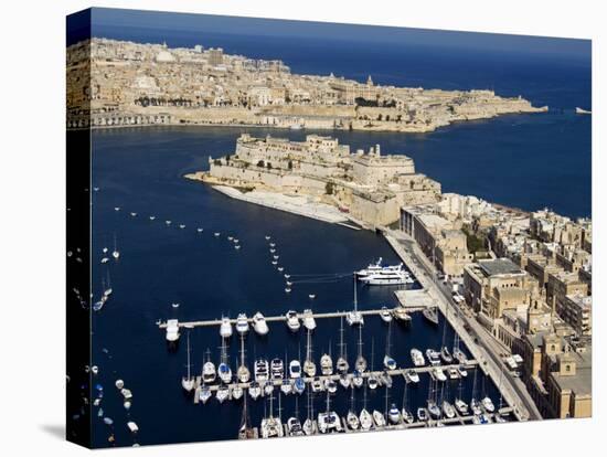 Aerial View of St. Angelo Fort in Vittoriosa in Front of Valletta, Malta, Mediterranean-Tondini Nico-Stretched Canvas