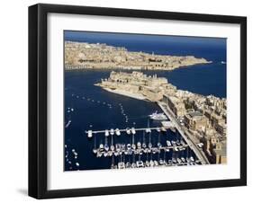 Aerial View of St. Angelo Fort in Vittoriosa in Front of Valletta, Malta, Mediterranean-Tondini Nico-Framed Photographic Print