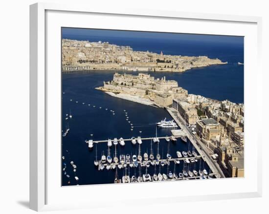 Aerial View of St. Angelo Fort in Vittoriosa in Front of Valletta, Malta, Mediterranean-Tondini Nico-Framed Photographic Print