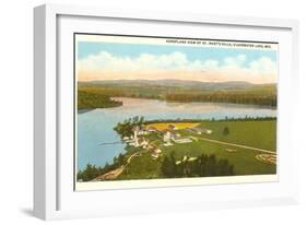 Aerial View of St. Mary's Villa, Clearwater Lake, Wisconsin-null-Framed Art Print