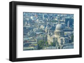 Aerial view of St. Paul's Cathedral and neighbouring buildings, London, England-Frank Fell-Framed Premium Photographic Print