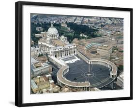 Aerial view of St. Peter's Basilica and its square in the Vatican. 1656-1667-Giovanni Lorenzo Bernini-Framed Giclee Print
