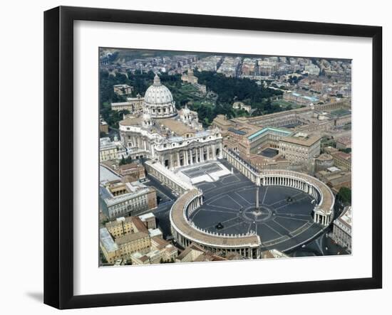 Aerial view of St. Peter's Basilica and its square in the Vatican. 1656-1667-Giovanni Lorenzo Bernini-Framed Giclee Print