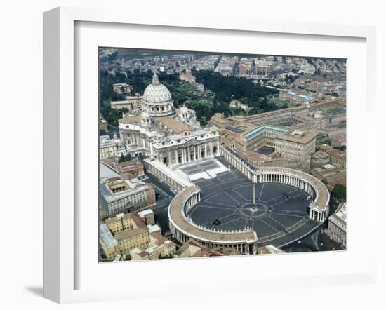 Aerial view of St. Peter's Basilica and its square in the Vatican. 1656-1667-Giovanni Lorenzo Bernini-Framed Giclee Print