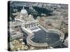 Aerial view of St. Peter's Basilica and its square in the Vatican. 1656-1667-Giovanni Lorenzo Bernini-Stretched Canvas