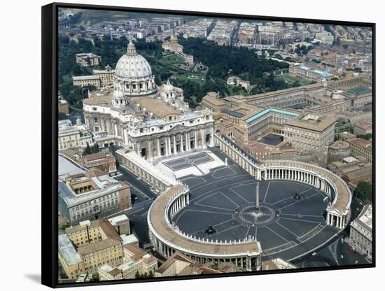 Aerial view of St. Peter's Basilica and its square in the Vatican. 1656-1667-Giovanni Lorenzo Bernini-Framed Stretched Canvas