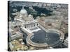 Aerial view of St. Peter's Basilica and its square in the Vatican. 1656-1667-Giovanni Lorenzo Bernini-Stretched Canvas