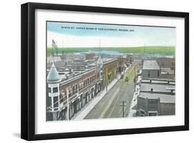 Aerial View of State Street and Snake River - Weiser, ID-Lantern Press-Framed Art Print