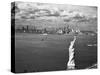 Aerial View of Statue of Liberty and New York City Skyline-null-Stretched Canvas