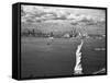 Aerial View of Statue of Liberty and New York City Skyline-null-Framed Stretched Canvas