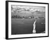 Aerial View of Statue of Liberty and New York City Skyline-null-Framed Photographic Print