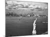 Aerial View of Statue of Liberty and New York City Skyline-null-Mounted Photographic Print