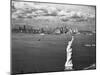 Aerial View of Statue of Liberty and New York City Skyline-null-Mounted Photographic Print