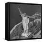Aerial View of Statue of Liberty from Helicopter-null-Framed Stretched Canvas