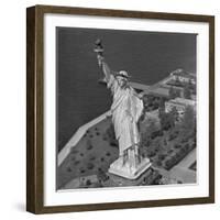 Aerial View of Statue of Liberty from Helicopter-null-Framed Photographic Print