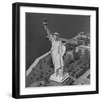 Aerial View of Statue of Liberty from Helicopter-null-Framed Photographic Print