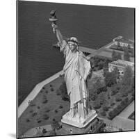 Aerial View of Statue of Liberty from Helicopter-null-Mounted Photographic Print