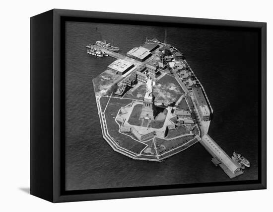 Aerial View of Statue of Liberty-null-Framed Stretched Canvas