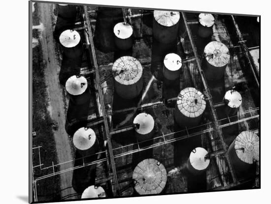 Aerial View of Storage Tanks at Humble Oil Co-Margaret Bourke-White-Mounted Photographic Print