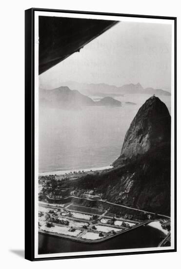 Aerial View of Sugarloaf Mountain, Rio De Janeiro, Brazil, from a Zeppelin, 1930-null-Framed Stretched Canvas