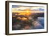 Aerial view of sun rays at sunset lighting up the clouds over Romsdalen valley-Roberto Moiola-Framed Photographic Print