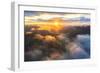 Aerial view of sun rays at sunset lighting up the clouds over Romsdalen valley-Roberto Moiola-Framed Photographic Print