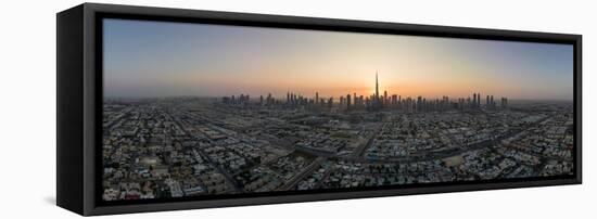 Aerial view of sunrise over Dubai, United Arab Emirates, Middle East-Ben Pipe-Framed Stretched Canvas