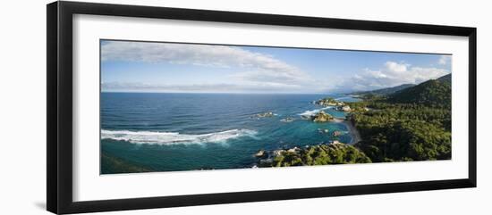 Aerial view of Tayrona National Park, Magdalena Department, Caribbean, Colombia-Panoramic Images-Framed Photographic Print