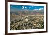 Aerial view of Tehran facing North towards the Alborz Mountains, Tehran, Iran, Middle East-James Strachan-Framed Photographic Print