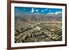 Aerial view of Tehran facing North towards the Alborz Mountains, Tehran, Iran, Middle East-James Strachan-Framed Photographic Print