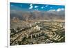 Aerial view of Tehran facing North towards the Alborz Mountains, Tehran, Iran, Middle East-James Strachan-Framed Photographic Print