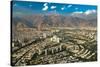 Aerial view of Tehran facing North towards the Alborz Mountains, Tehran, Iran, Middle East-James Strachan-Stretched Canvas