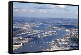 Aerial View of Thames Barrier, River Thames, London, England, United Kingdom, Europe-Peter Barritt-Framed Stretched Canvas