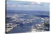 Aerial View of Thames Barrier, River Thames, London, England, United Kingdom, Europe-Peter Barritt-Stretched Canvas