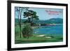 Aerial View of the 18th Green at the Golf Course - Pebble Beach, CA-Lantern Press-Framed Premium Giclee Print