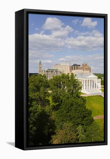 Aerial view of the 2007 restored Virginia State Capitol, designed by Thomas Jefferson who was in...-null-Framed Stretched Canvas