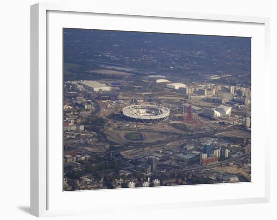 Aerial View of the 2012 Olympic Stadium, Stratford, East End, London, England, United Kingdom, Euro-Peter Barritt-Framed Photographic Print