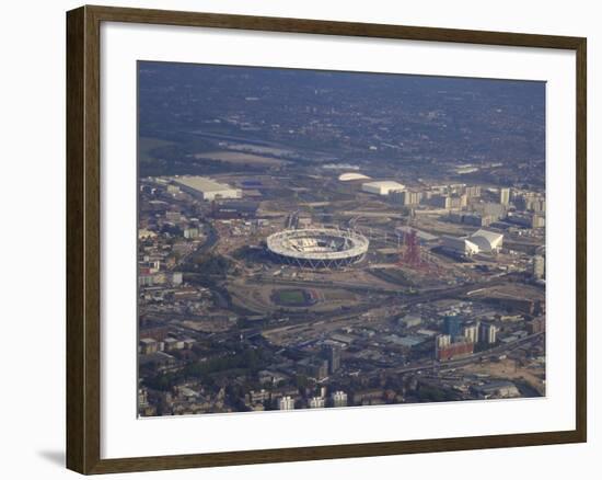 Aerial View of the 2012 Olympic Stadium, Stratford, East End, London, England, United Kingdom, Euro-Peter Barritt-Framed Photographic Print