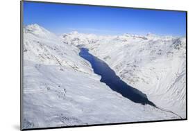 Aerial View of the Alpine Lago Di Lei Surrounded by Snow, Val Di Lei, Chiavenna-Roberto Moiola-Mounted Photographic Print