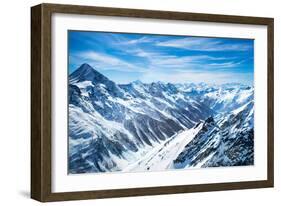 Aerial View of the Alps Mountains in Switzerland. View from Helicopter in Swiss Alps. Mountain Tops-FamVeld-Framed Photographic Print